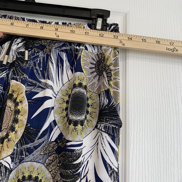 C-Mode Stretch Pants Women Sz M Lose Comfy Floral Elastic Waist - Picture 8 of 11